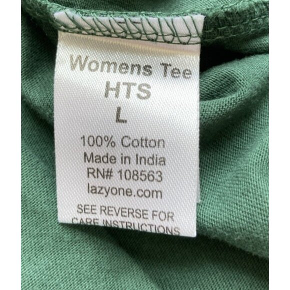 Lazy One Fetching Tired Dark Green PJ Tee Woman Large Short Sleeve Cotton NWT - Picture 4 of 9